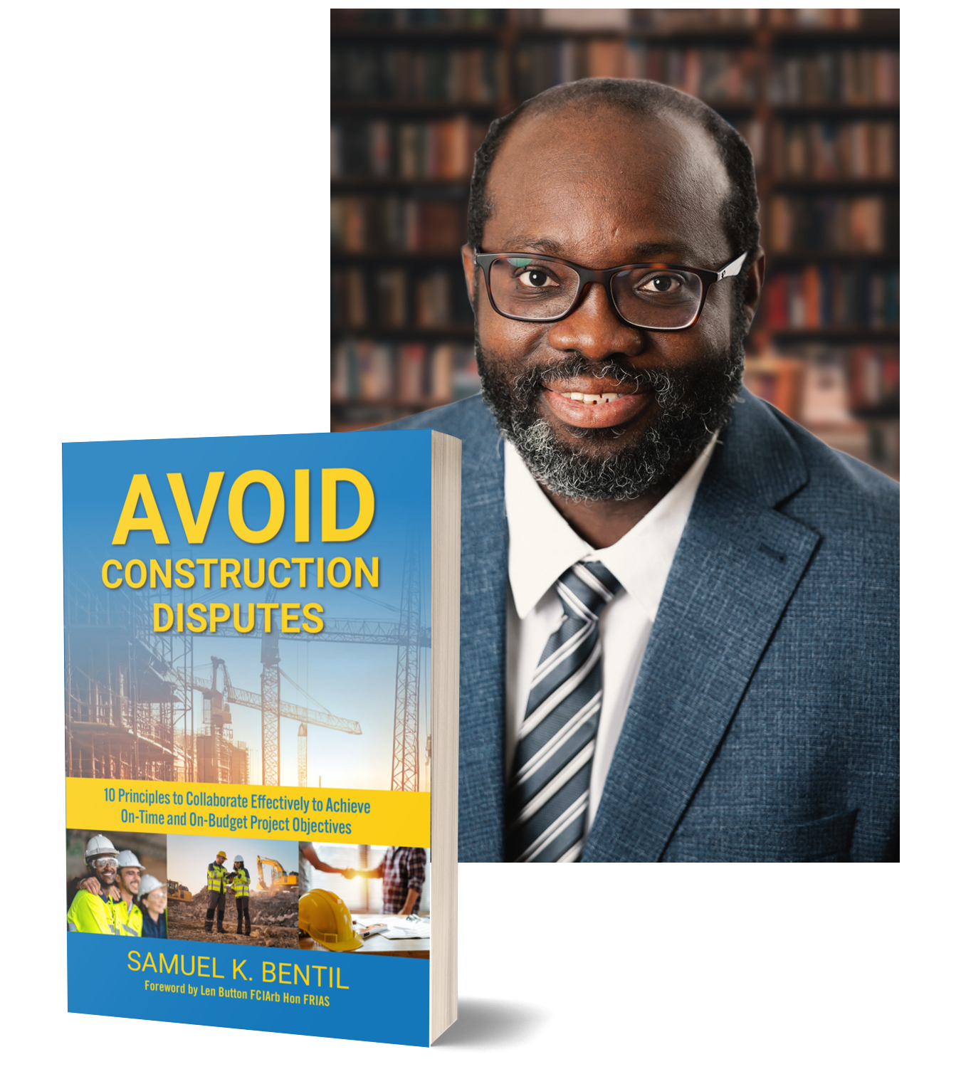 Samuel K. Bentil with his book, Avoid Construction Disputes